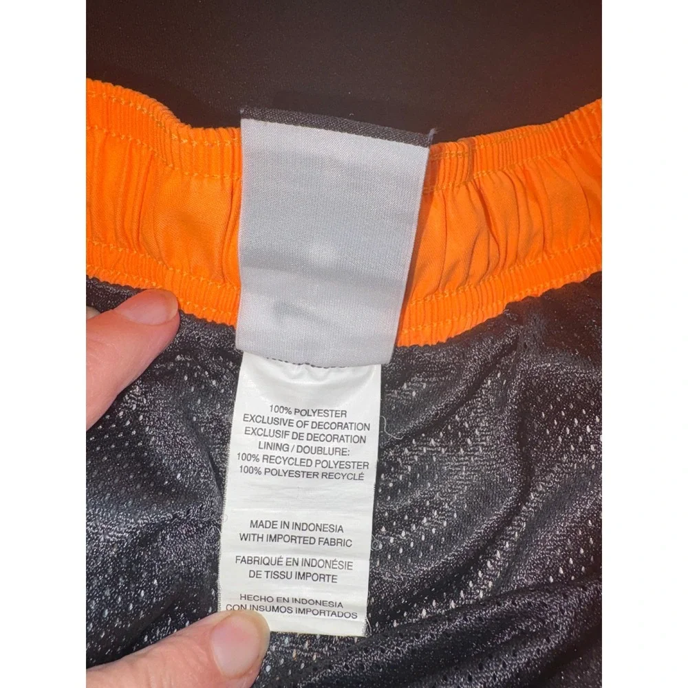 Nike Mens Orange Striped Swim Trunks Board Shorts Mesh Lined NESS5380 Large